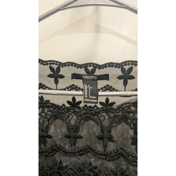 Women's Forever 21 Lace Long Sleeve Black Large - Picture 3 of 5